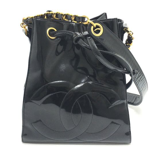 CHANEL Shoulder Bag Patent leather black CCCOCO Mark purse Women Used Authentic
