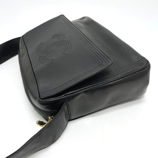 CHANEL Shoulder Bag Calfskin black bag vintage COCO Mark stitch Women Used Authentic