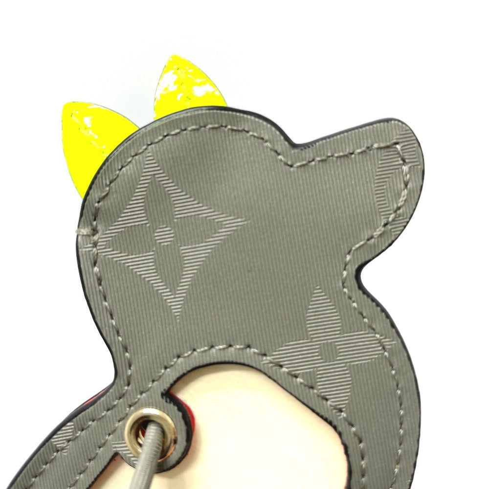LOUIS VUITTON charm M63280 Monogram canvas gray Monogram titanium porto address dog Women Used Authentic
