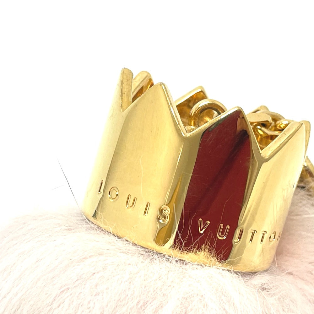 LOUIS VUITTON charm M67371 Fur, Metal pink key ring Fuzzy bubble Women Used Authentic