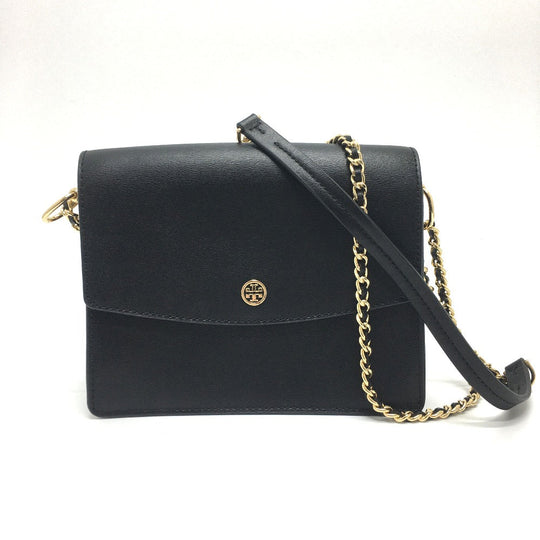 Tory Burch Shoulder Bag leather black logo Chain