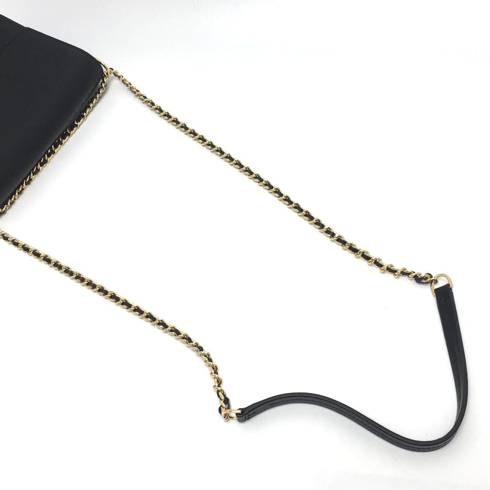Tory Burch Shoulder Bag leather black logo Chain