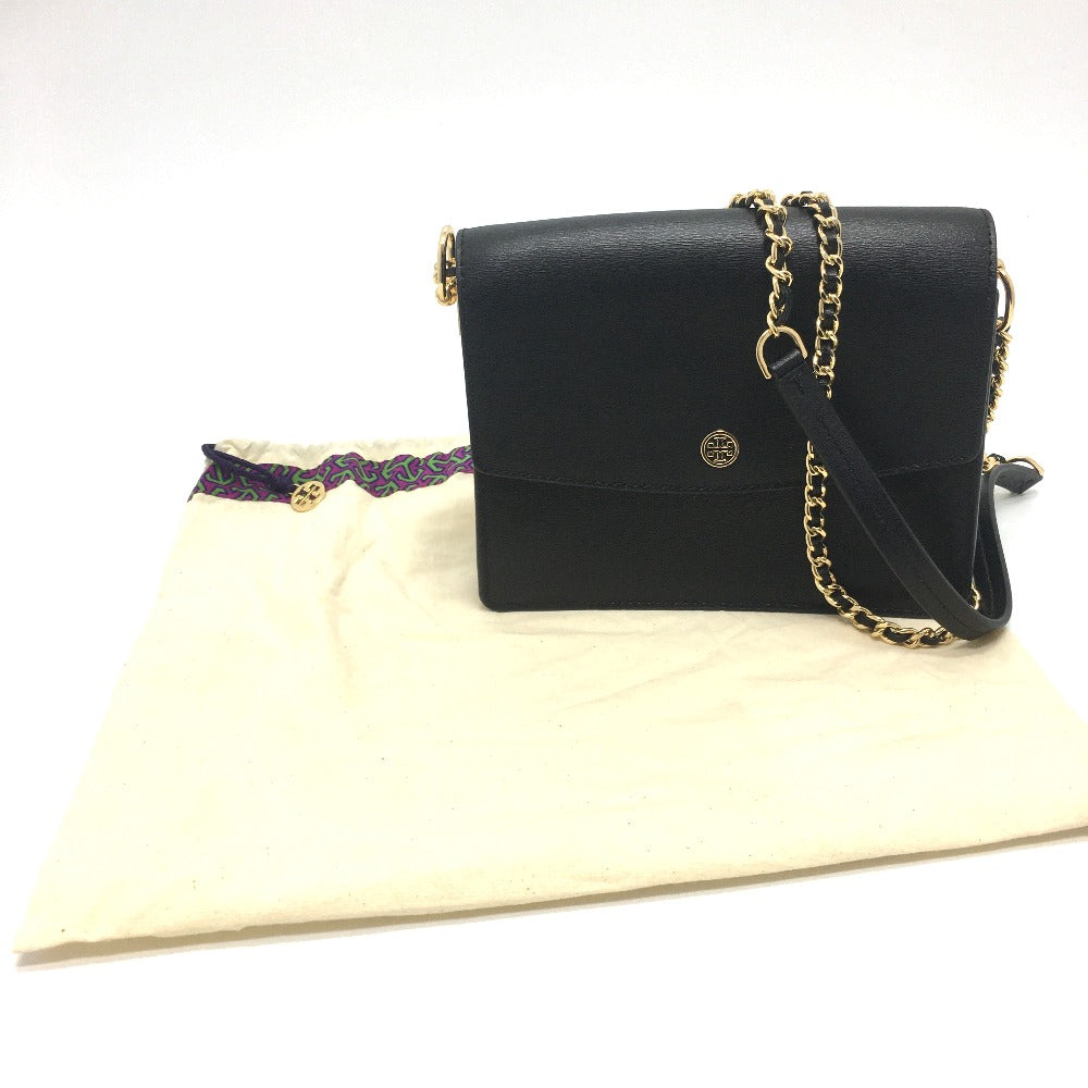 Tory Burch Shoulder Bag leather black logo Chain
