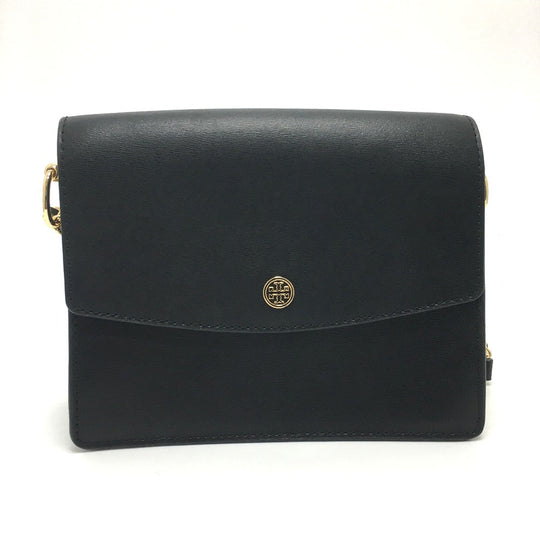 Tory Burch Shoulder Bag leather black logo Chain