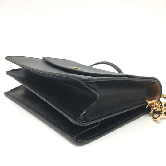 Tory Burch Shoulder Bag leather black logo Chain