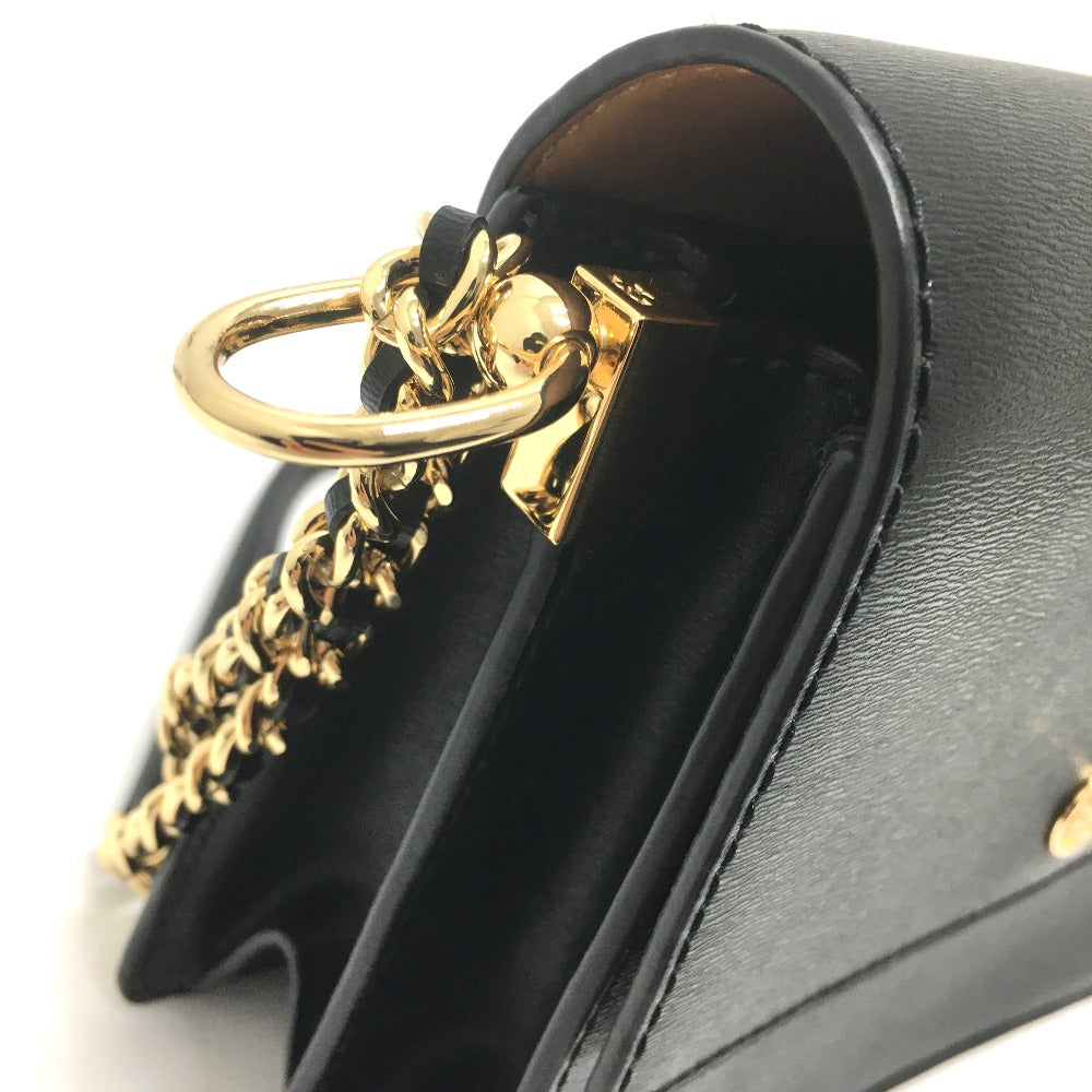 Tory Burch Shoulder Bag leather black logo Chain