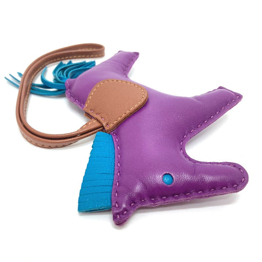 HERMES charm lambskin purple Rodeo GM Women Used Authentic