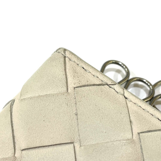 BOTTEGAVENETA Key case Key holder  630336 leather off white INTRECCIATO Key ring unisex(Unisex) Used Authentic
