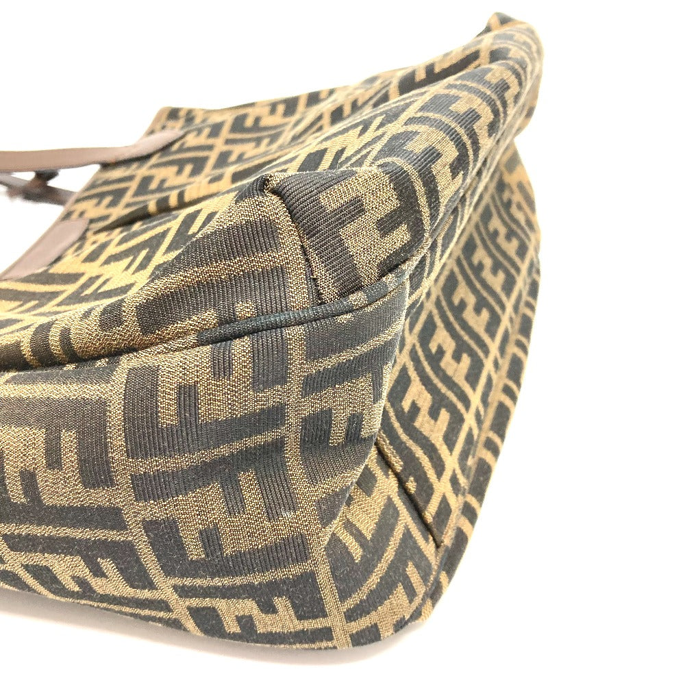 FENDI Tote Bag 8BH268 Leather / canvas Brown Zucca FF pattern Shoulder Women Used Authentic