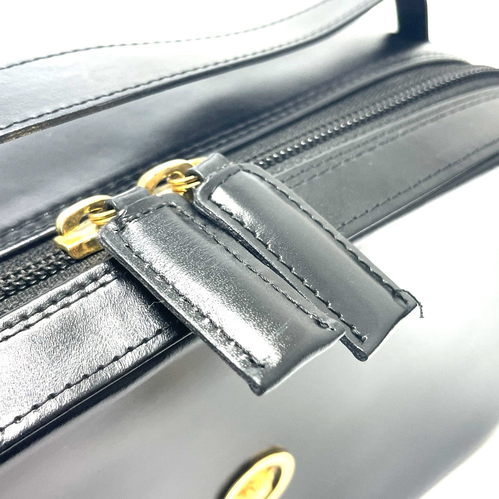 VERSACE Handbag leather Black x Gold Metal Medusa logo unisex(Unisex) Used Authentic