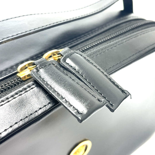 VERSACE Handbag leather Black x Gold Metal Medusa logo unisex(Unisex) Used Authentic