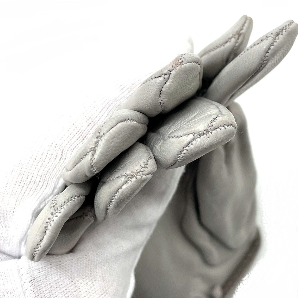 HERMES Glove leather gray Jumbo hook motif Women Women Used Authentic
