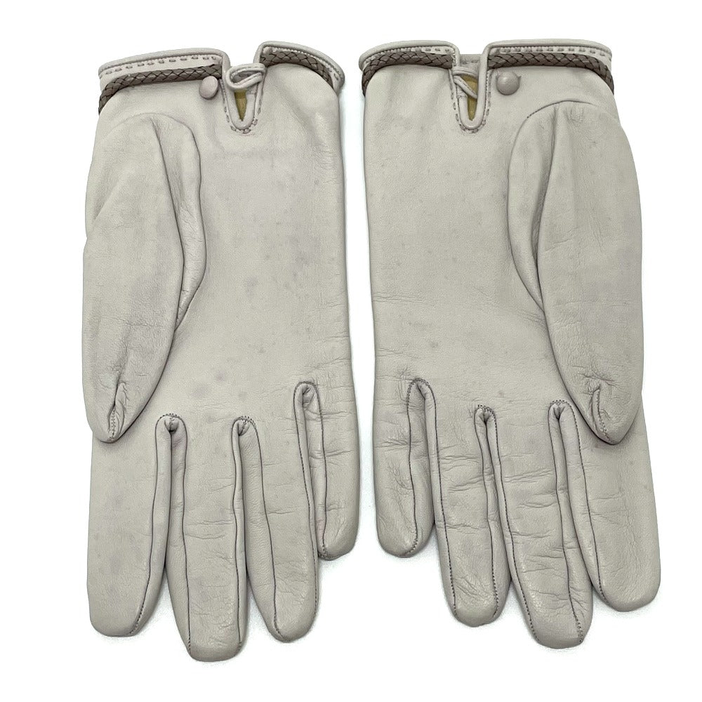 HERMES Glove leather gray Jumbo hook motif Women Women Used Authentic