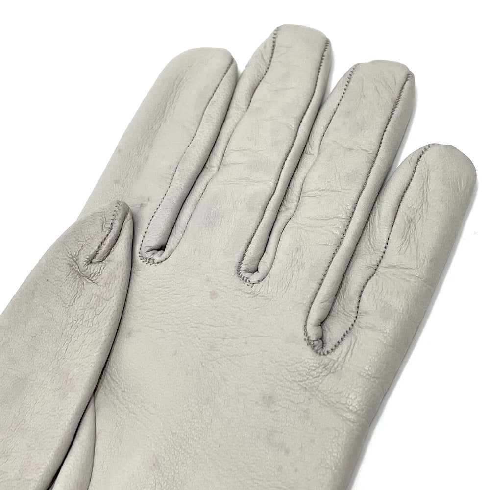 HERMES Glove leather gray Jumbo hook motif Women Women Used Authentic