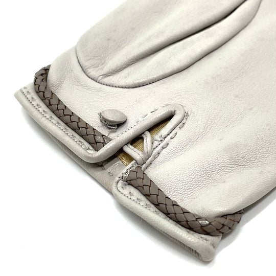 HERMES Glove leather gray Jumbo hook motif Women Women Used Authentic