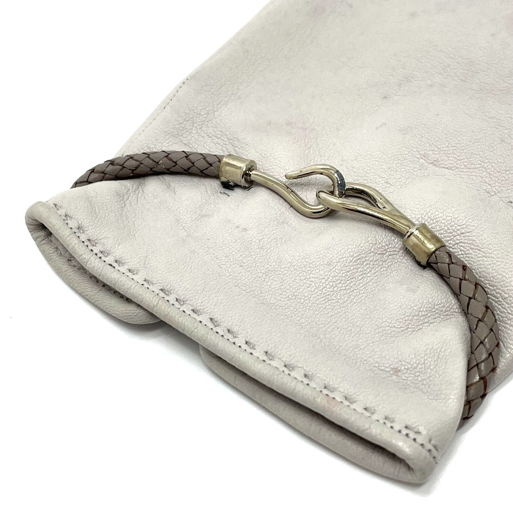 HERMES Glove leather gray Jumbo hook motif Women Women Used Authentic