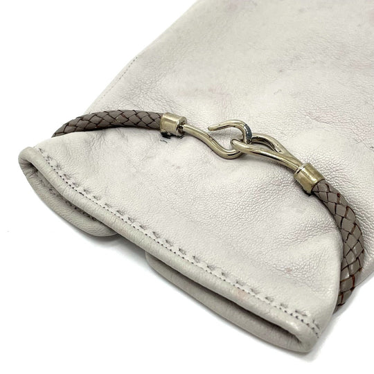 HERMES Glove leather gray Jumbo hook motif Women Women Used Authentic