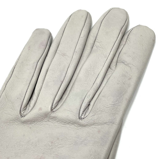 HERMES Glove leather gray Jumbo hook motif Women Women Used Authentic