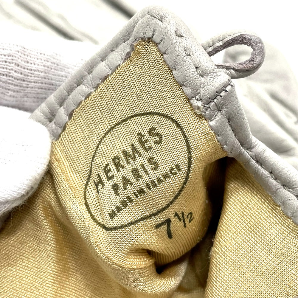 HERMES Glove leather gray Jumbo hook motif Women Women Used Authentic