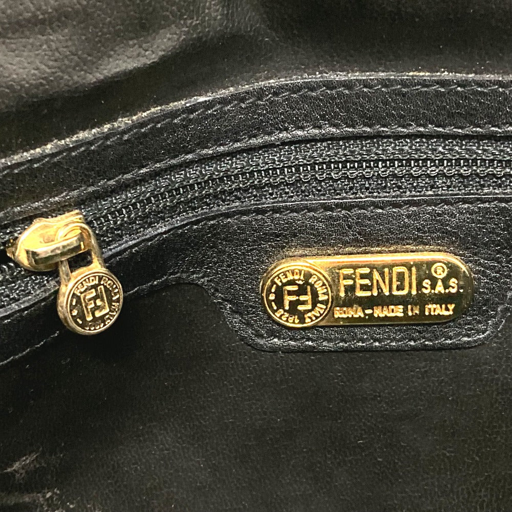 FENDI Shoulder Bag leather black Quilting Gathered