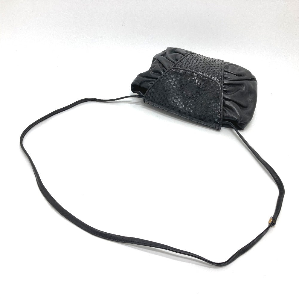 FENDI Shoulder Bag leather black Quilting Gathered