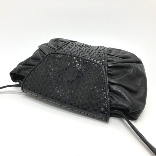 FENDI Shoulder Bag leather black Quilting Gathered