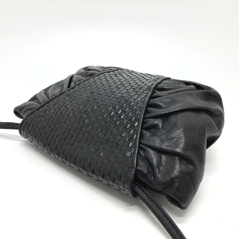 FENDI Shoulder Bag leather black Quilting Gathered