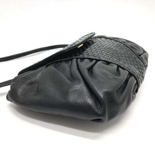 FENDI Shoulder Bag leather black Quilting Gathered