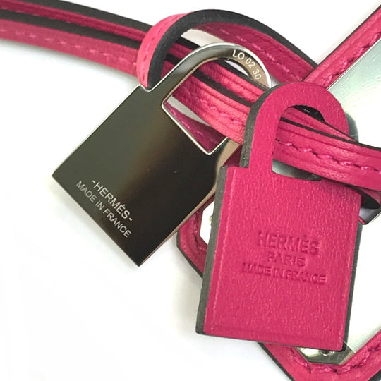 HERMES Necklace Vaux Swift Pink type Pendant Okelley GM Women Used Authentic