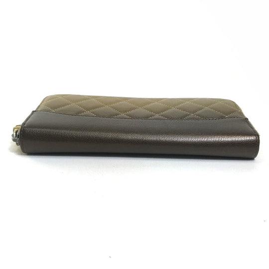 CHANEL Long Wallet Purse lambskin Gold x Brown Gradation Matrasse Women Used Authentic