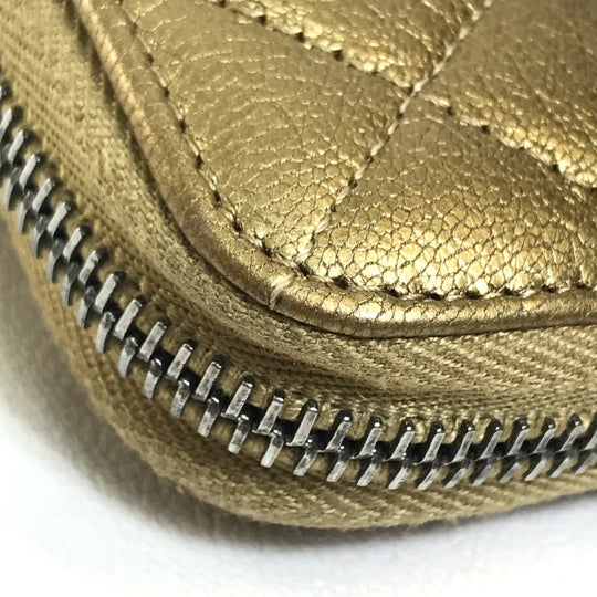 CHANEL Long Wallet Purse lambskin Gold x Brown Gradation Matrasse Women Used Authentic