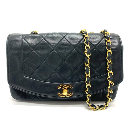 CHANEL Shoulder Bag lambskin black CCCOCO Mark Diana 22 Women Used Authentic