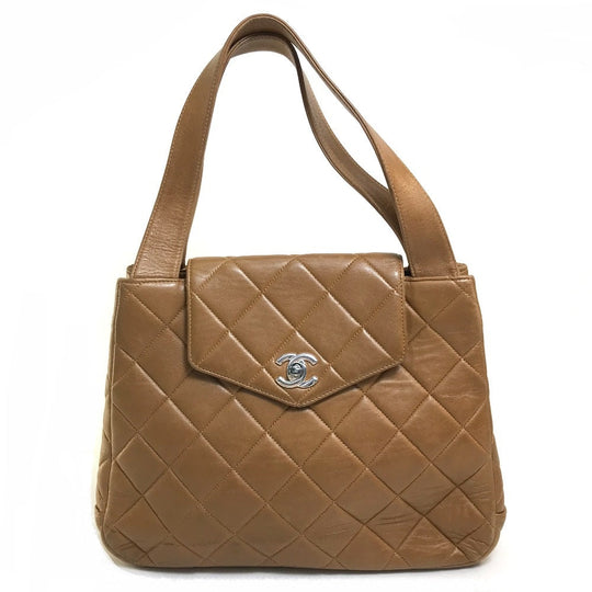 CHANEL Handbag lambskin Brown Matrasse CC COCO Mark Women Used Authentic
