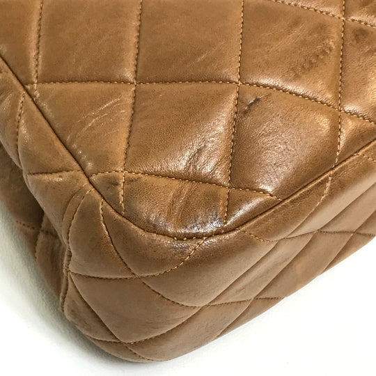 CHANEL Handbag lambskin Brown Matrasse CC COCO Mark Women Used Authentic