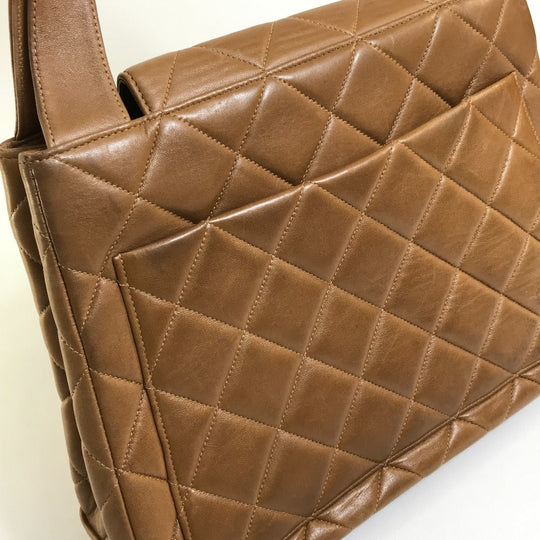 CHANEL Handbag lambskin Brown Matrasse CC COCO Mark Women Used Authentic
