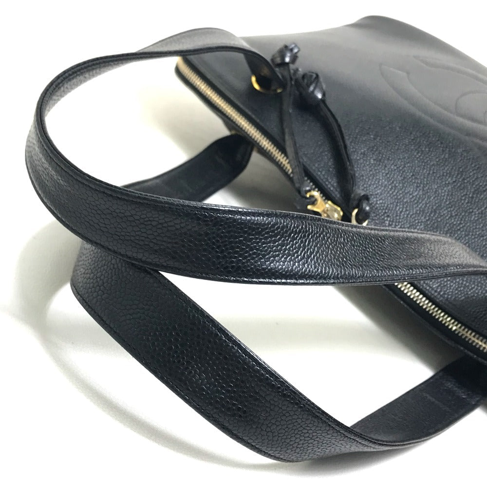 CHANEL Shoulder Bag Caviar skin black vintage COCO Mark CC Women Used Authentic