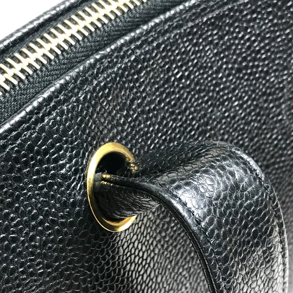 CHANEL Shoulder Bag Caviar skin black vintage COCO Mark CC Women Used Authentic