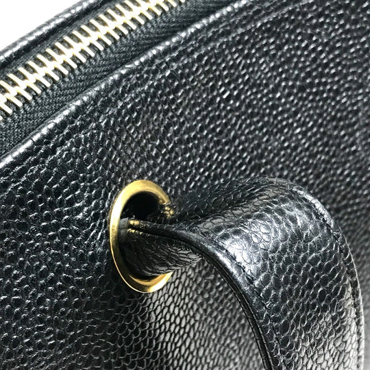 CHANEL Shoulder Bag Caviar skin black vintage COCO Mark CC Women Used Authentic