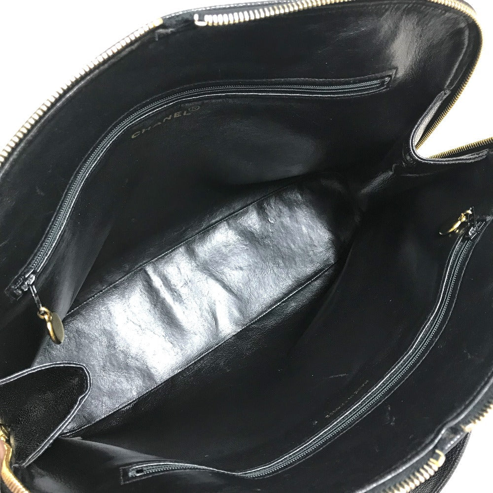 CHANEL Shoulder Bag Caviar skin black vintage COCO Mark CC Women Used Authentic