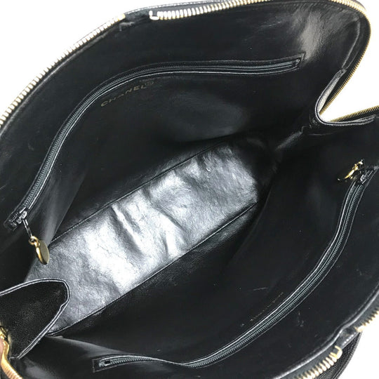 CHANEL Shoulder Bag Caviar skin black vintage COCO Mark CC Women Used Authentic