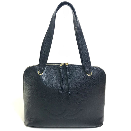 CHANEL Shoulder Bag Caviar skin black vintage COCO Mark CC Women Used Authentic
