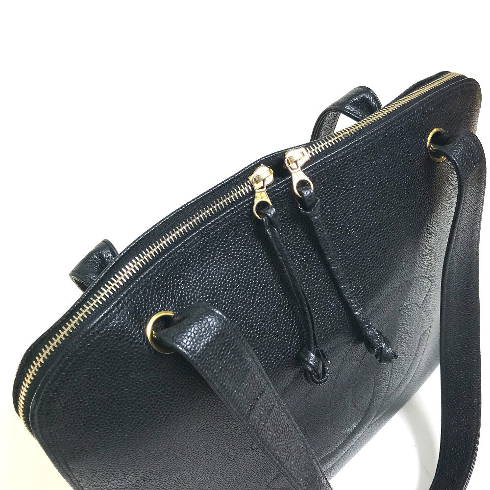 CHANEL Shoulder Bag Caviar skin black vintage COCO Mark CC Women Used Authentic