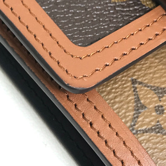 LOUIS VUITTON Trifold wallet M68725 Monogram reverse canvas Brown Monogram reverse Portefeuille Dauphine Compact Women Used Authentic
