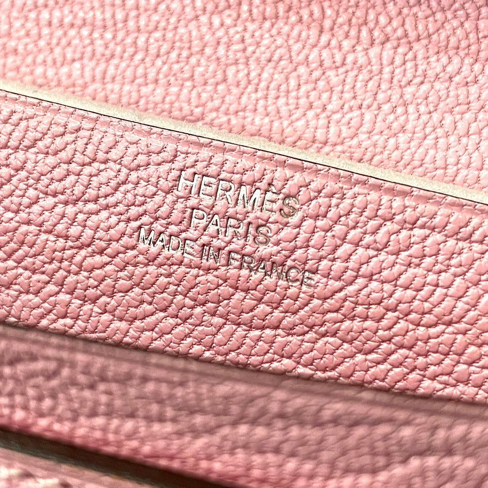 HERMES Long Wallet Purse Chevre Misol pink HMetal Beansufla Women Used Authentic