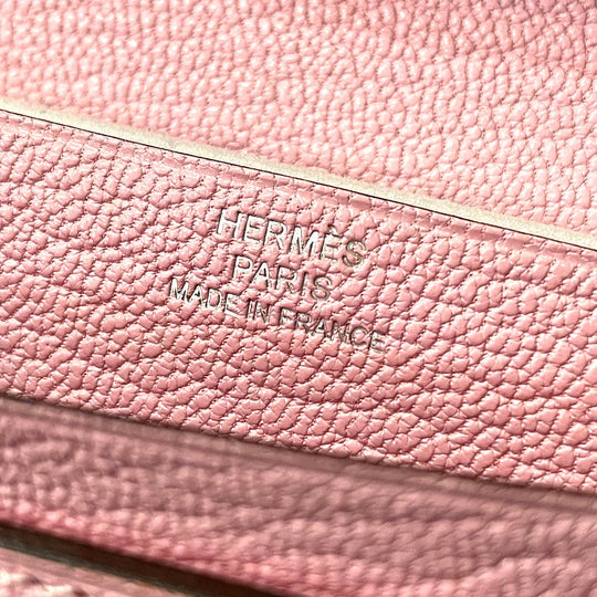 HERMES Long Wallet Purse Chevre Misol pink HMetal Beansufla Women Used Authentic