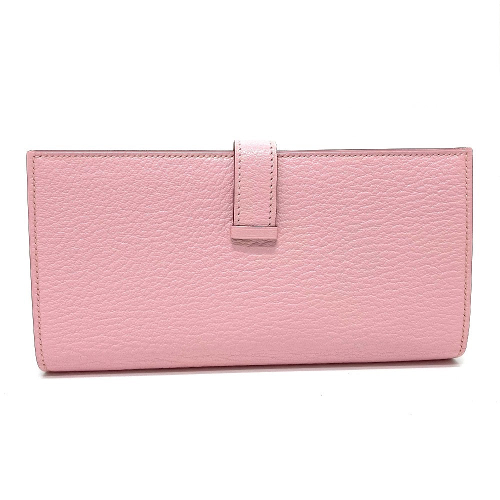 HERMES Long Wallet Purse Chevre Misol pink HMetal Beansufla Women Used Authentic