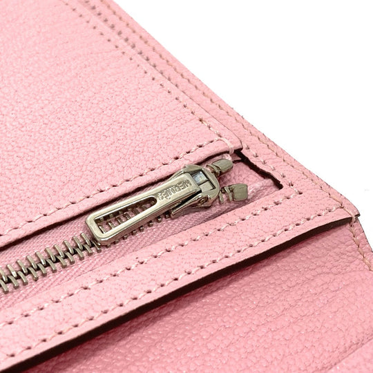 HERMES Long Wallet Purse Chevre Misol pink HMetal Beansufla Women Used Authentic