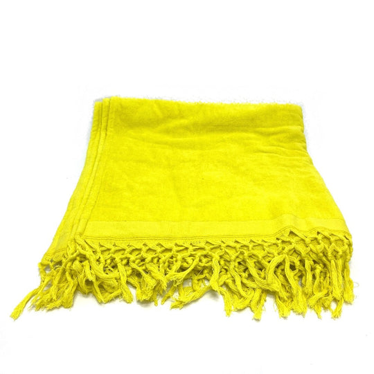 LOEWE towel cotton yellow fringe Paula's Ibiza unisex(Unisex) Used Authentic