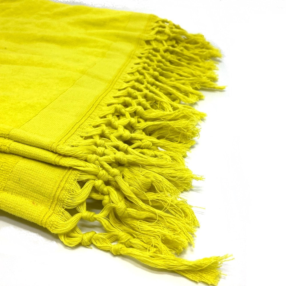 LOEWE towel cotton yellow fringe Paula's Ibiza unisex(Unisex) Used Authentic