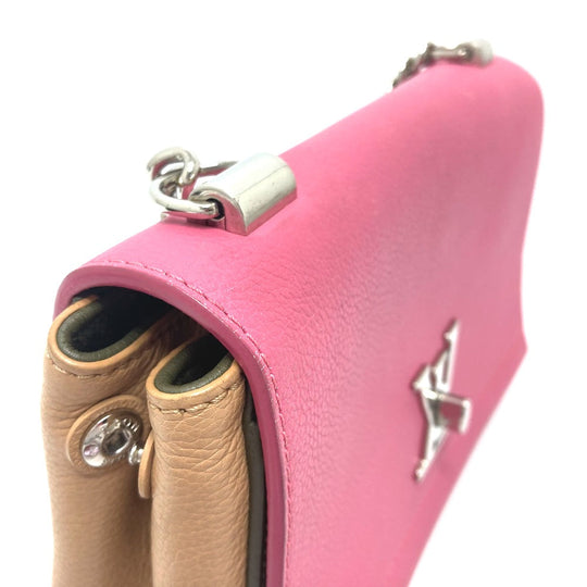 LOUIS VUITTON Shoulder Bag M54103 leather Pink x Khaki x Beige Tricolor Rock Me 2 BB Women Used Authentic